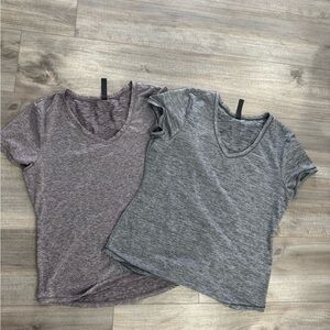 90 Degree By Reflex Heathered V-Neck Tees - Gray and Purple - BUNDLE